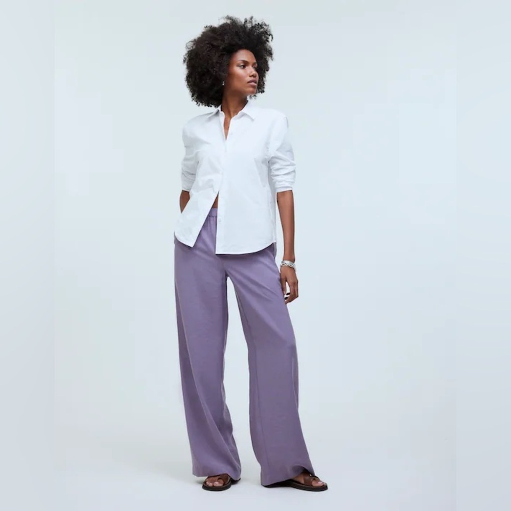 Madewell women’s medium 8 10 pants wide leg pull on mid rise light purple flowy